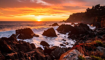 Dramatic sunset over a rocky coastline (3)