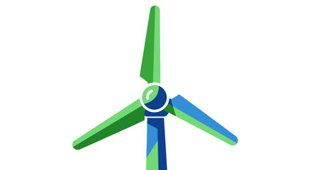 Vibrant Green and Blue Wind Turbine Generating Clean Energy.