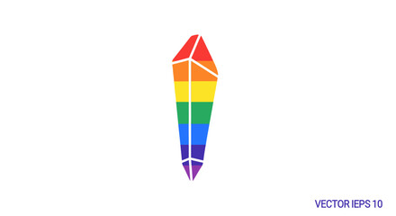 Vibrant Rainbow Crystal Gemstone with Faceted Design.