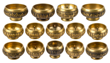 Collection of Vintage Brass Aromatic Burners, Transparent PNG