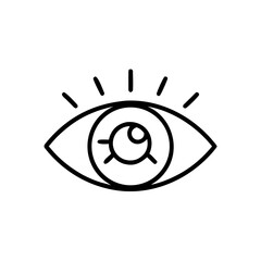 Simple line art globe icon with sun rays for mindfulness apps  