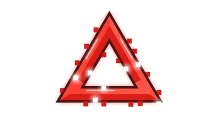 "Pixelated Red Warning Triangle &ndash; Retro 8-Bit Vector Icon on White Background"