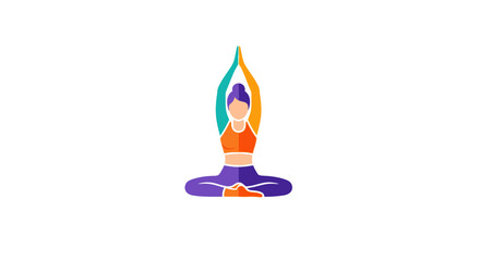 Woman in lotus position practicing yoga with hands raised.