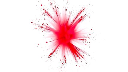 Vibrant red Holi powder explosion captured dynamically against a white background.
