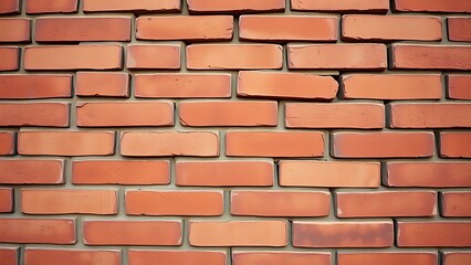 Fototapeta premium Close-up of a red brick wall with vintage warm tones and detailed surface texture under even lighting.