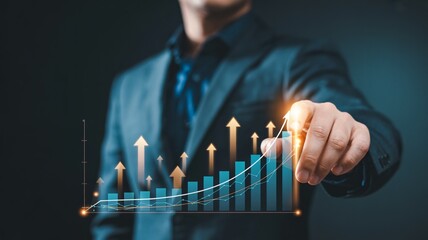 Confidently guide business growth with upward trending financial data visualization