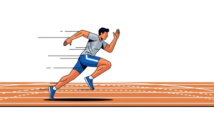 Male Runner in a Sprint on a Running Track Illustration