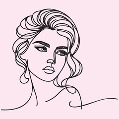 girl one line. vector drawing.
