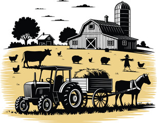 Obraz premium Farm Scene Illustration Vector Art Isolated Design