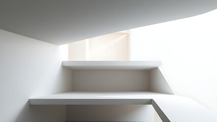 Fototapeta premium Minimalist 3D architectural structure composed of geometric shapes with clean precise lines.