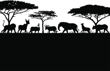 Obraz premium African Animal Silhouette Illustration Vector Art Wildlife Safari Isolated