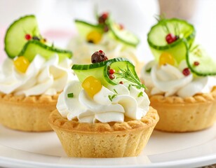 Kleine K&uuml;chlein mit Frischk&auml;se und Gurke