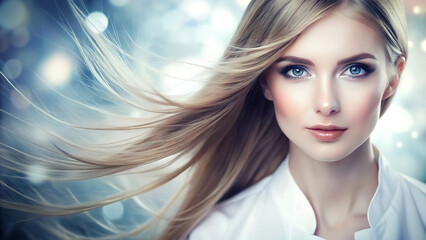 Golden Hair Fantasy Portrait  Dreamlike Beauty in Motion