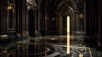 Obraz premium Dark ornate hallway interior