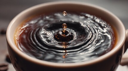 Coffee drop in a cup, ripples
