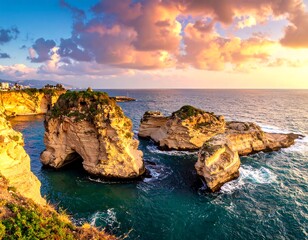 Dramatic coastal sunset