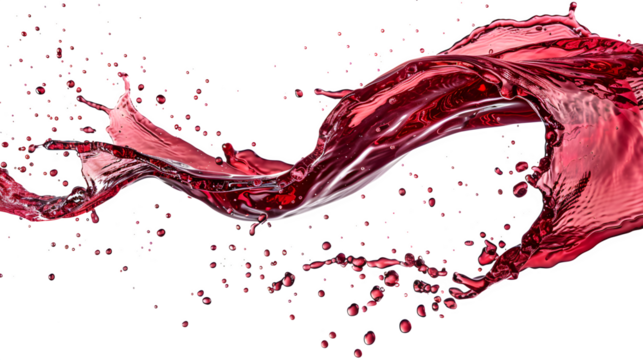 Creative advertising ready photo of ultra-realistic high-contrast capture of a dynamic red wine splash, isolated on , no shadows, crisp high-key Isolated to Transparent Background
