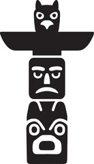 Totem pole silhouette vector, Native American cultural illustration, editable EPS file for design.