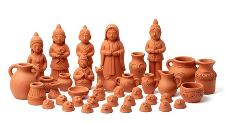 ceramic pots isolated on white