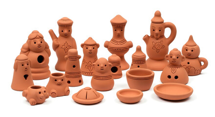 clay pots isolated on white