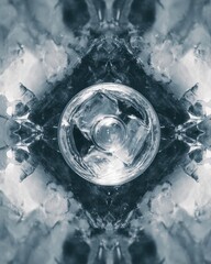 Glass with Ice on Dark Surface