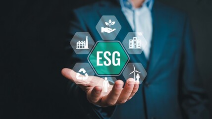Fototapeta premium Responsible business growth with ESG principles and sustainable practices