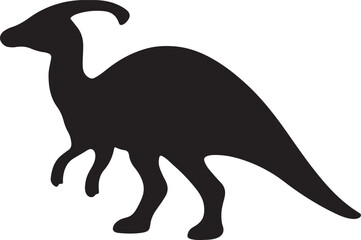 Parasaurolophus silhouette vector, prehistoric dinosaur illustration, editable EPS file for design.