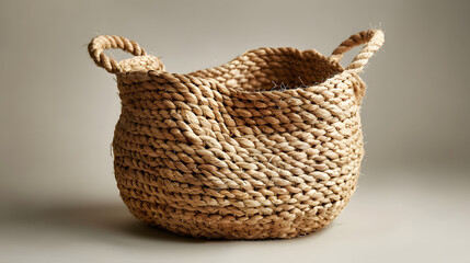 Natural Jute Rope Storage Basket; Rustic, Textured, and Elegant Home Decor.