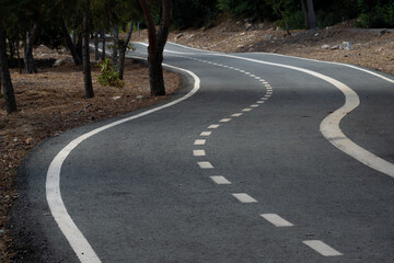 Scenic jogging path in a green park in Limassol, Cyprus, perfect for wellness, recreation, and lifestyle themes.