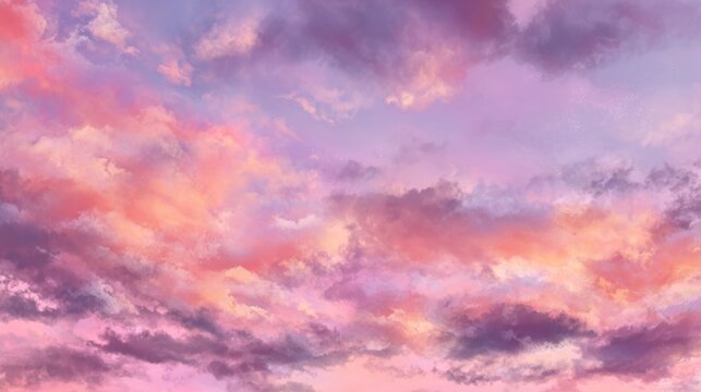 Soft, pastel cloudscape with vibrant sunset hues