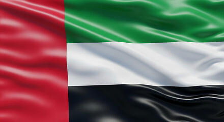 Fototapeta premium United arab emirates flag waving in the wind, a symbol of national identity and pride, representing the countrys history, culture, and aspirations for the future, fostering unity and patriotism among 