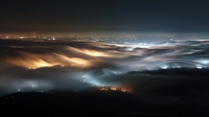 Fototapeta premium City lights through night fog