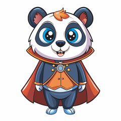 Cartoon panda bear dressed as a wizard with cape