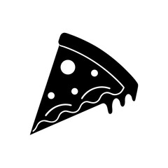 Black silhouette pizza slice on transparent background