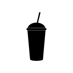 Black silhouette of cup drink on transparent background