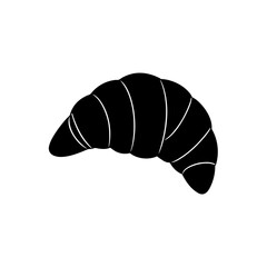 Silhouette of a croissant food on transparent background