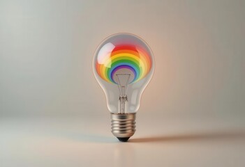 Clean Rainbow Lightbulb with Minimalist Style Design