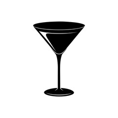 Isolated silhouette martini cup on transparent background