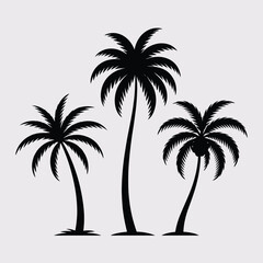 Palm Trees Silhouette Illustration Isolated Black Vector Art
