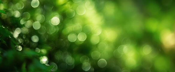 Fototapeta premium The Leaf with Dew Drop and Soft Green Bokeh Background in Morning Light