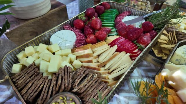 Gourmet Cheese and Crackers Platter with Fresh Herbs