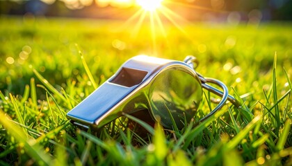 Football Whistle on Grass