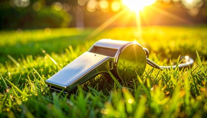 Football Whistle on Grass