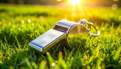 Football Whistle on Grass