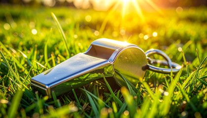 Football Whistle on Grass