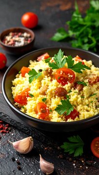 Bowl of couscous with vegetables