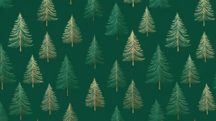 seamless minimalist wrapping paper pattern elegant green christmas trees with subtle gilt accents