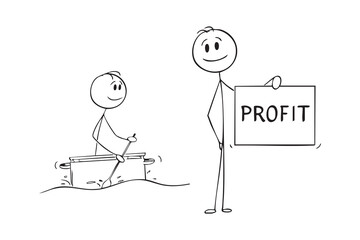 Happy person floating on the kitchen pot, vector cartoon stick figure or character illustration.