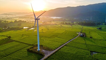 Wind turbine in rural landscape