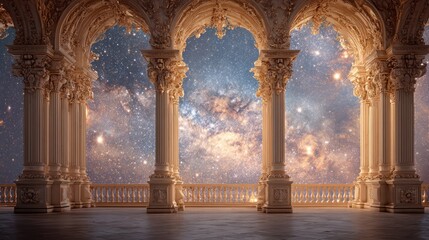 Architectural balcony starry night